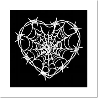 Barbed Wire Spiderweb Heart Posters and Art